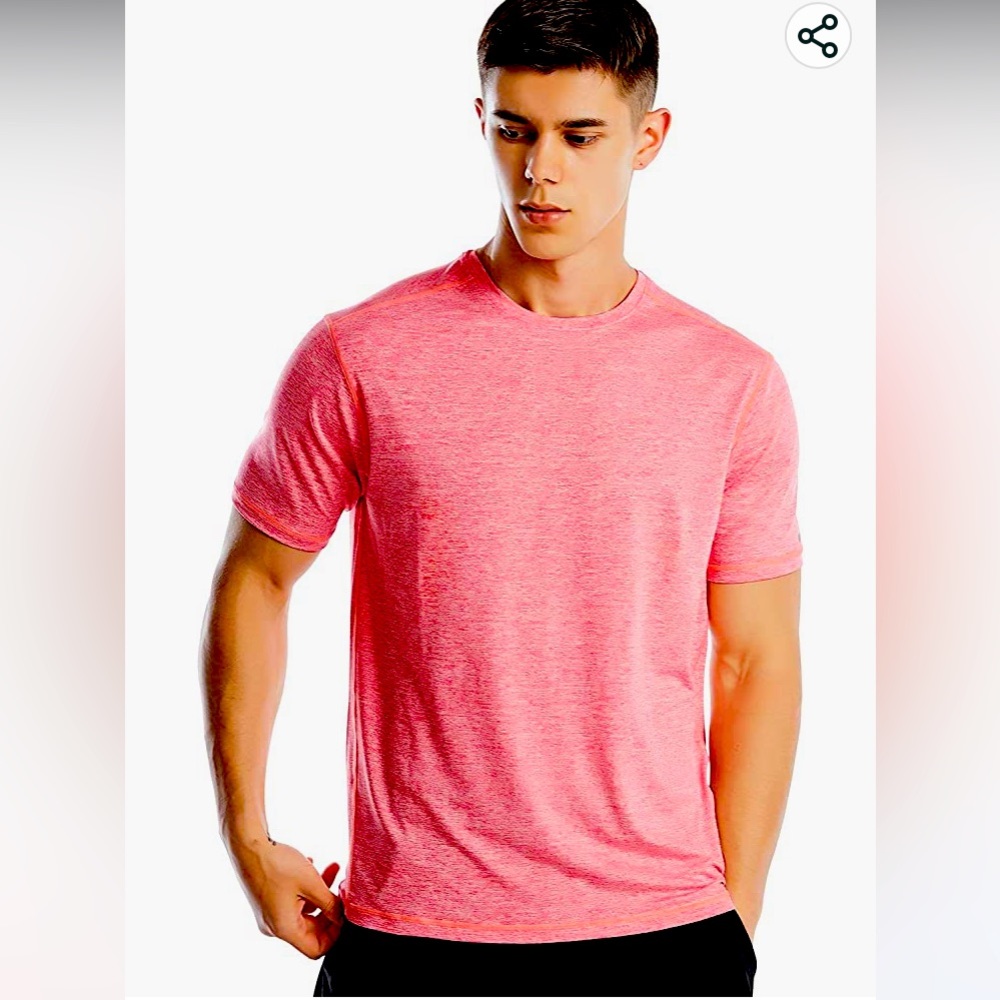 Men’s Quickdry Coral Color Athletic Shirt. Zengjo Brand from Amazon. Sz L